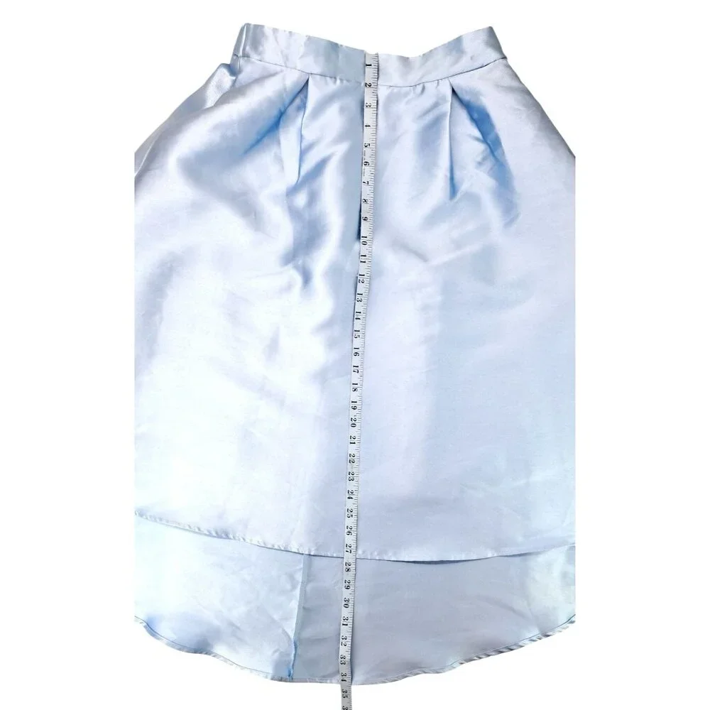 Nickie Lew Light Blue High-Low Skirt Girl Size 14 Satin Elastic Waist Zipper New - Picture 11 of 11